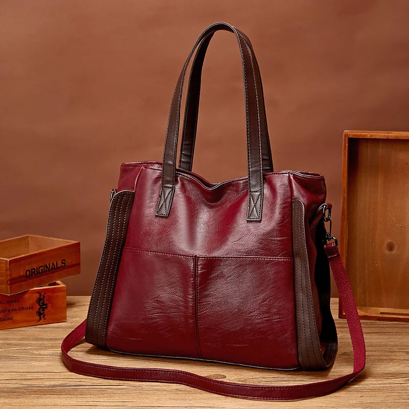 a-Sac fourre-tout en cuir PU, souple, pour femme, sac à bandoulière de grande capacité, sac de luxe,