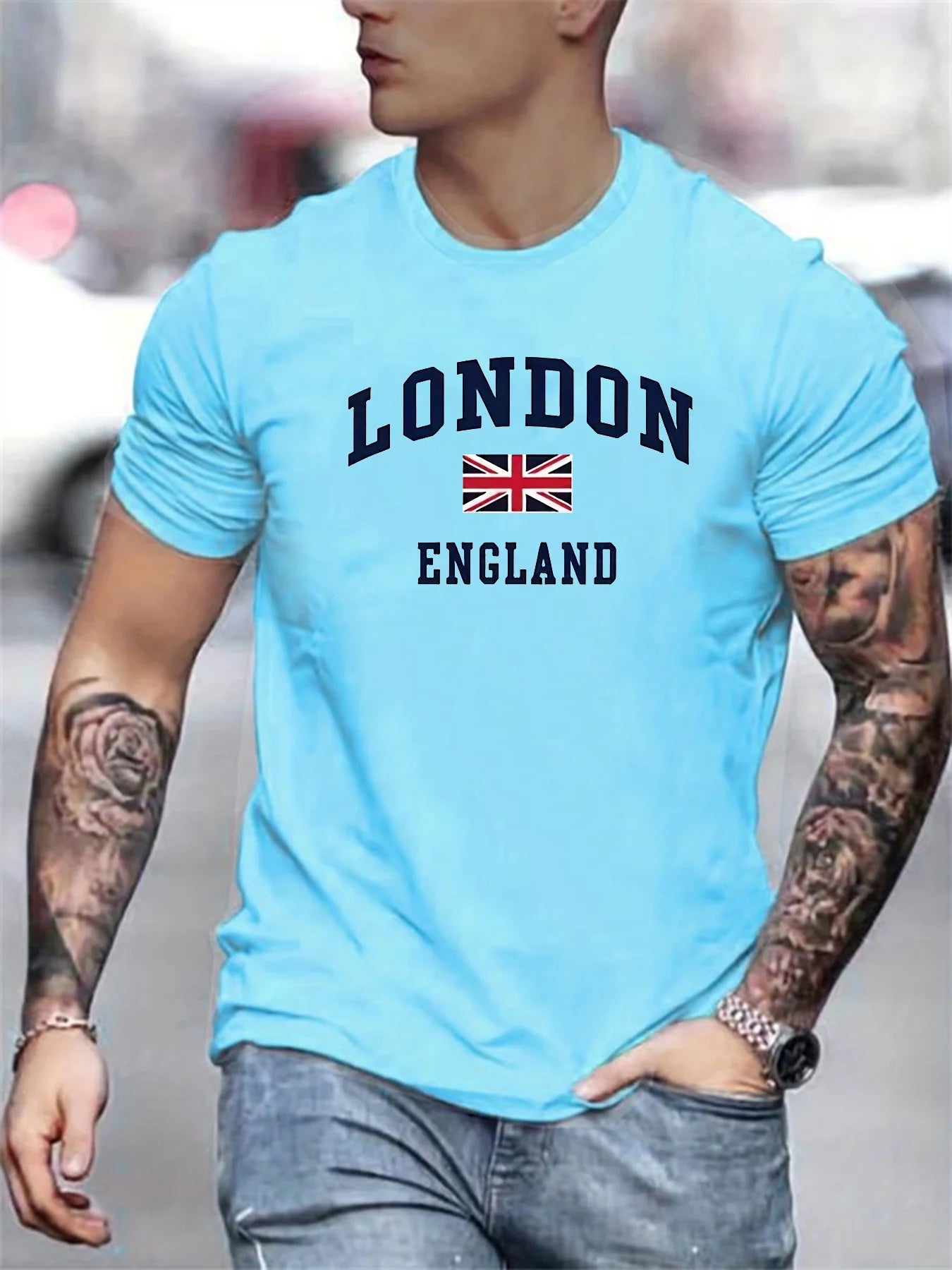 T-shirt à Manches Courtes et Col Rond pour Homme, Haut Décontracté en Coton Pur,