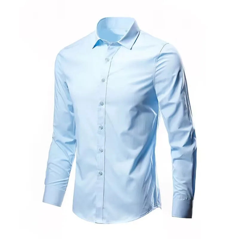 Chemise élastique, slim,  à manches longues pour homme, confortable, respirant, affaires, mode,