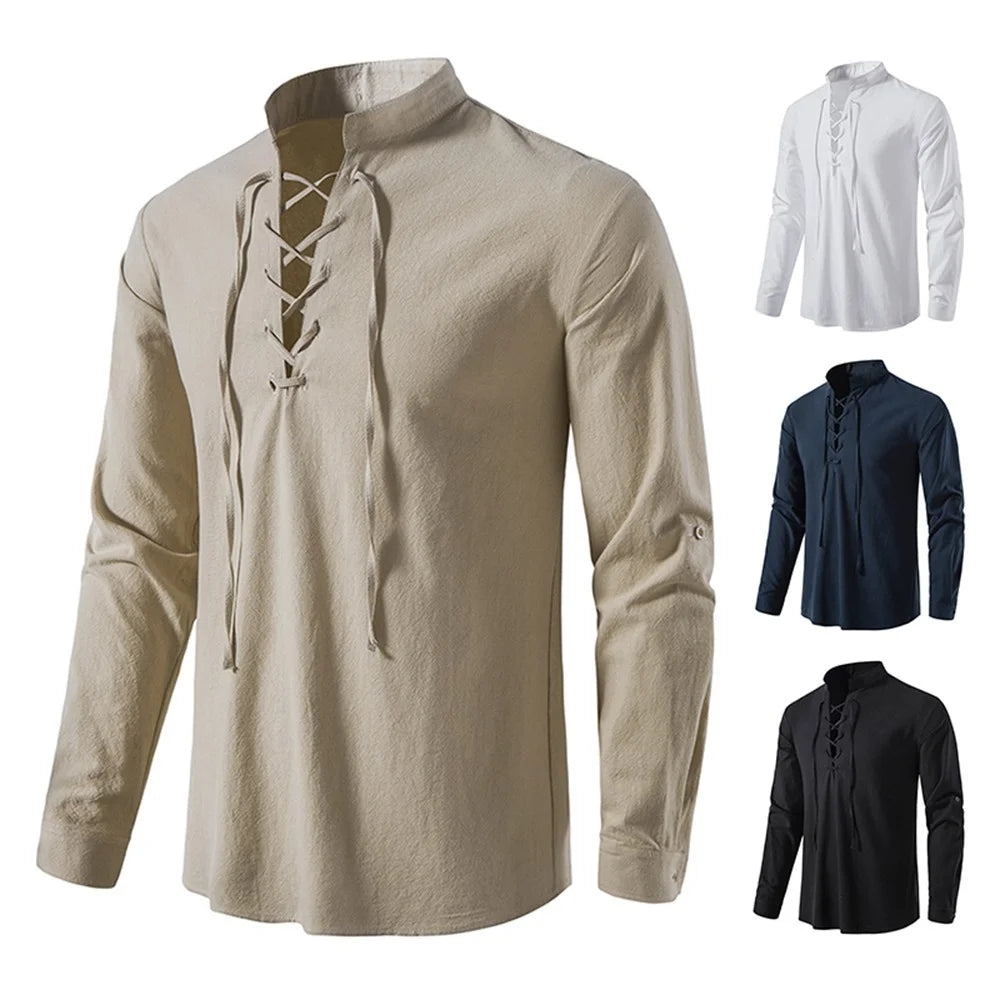 chemise en coton et lin pour homme