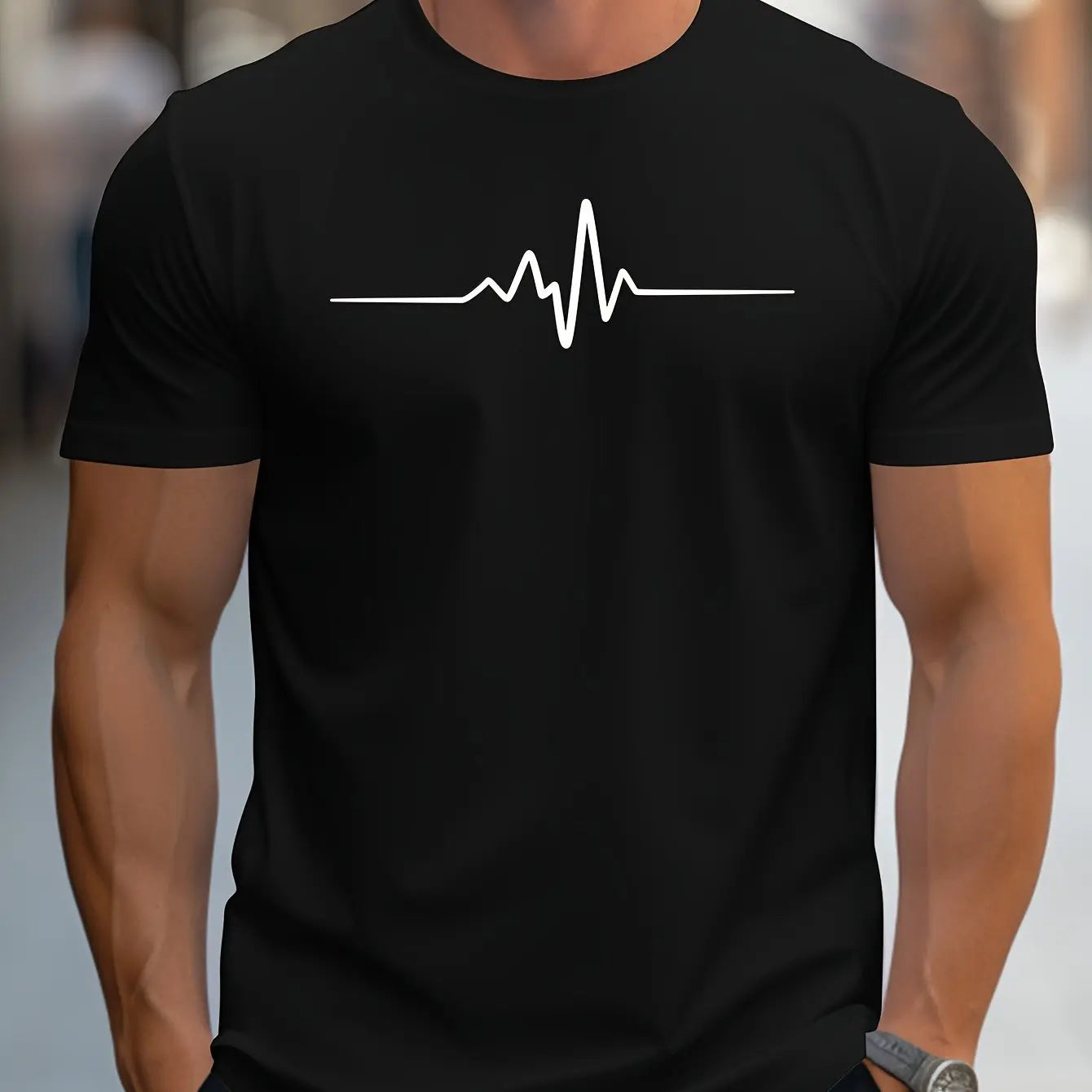 T-shirt manches courtes, col rond, homme, 100% coton, taille ample, motif créatif imprimé, coupe cintrée, sport, décontracté,