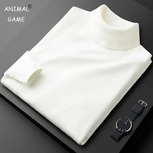 Pull à col roulé vintage pour homme, à manches longues, décontracté, design en tricot, respirant
