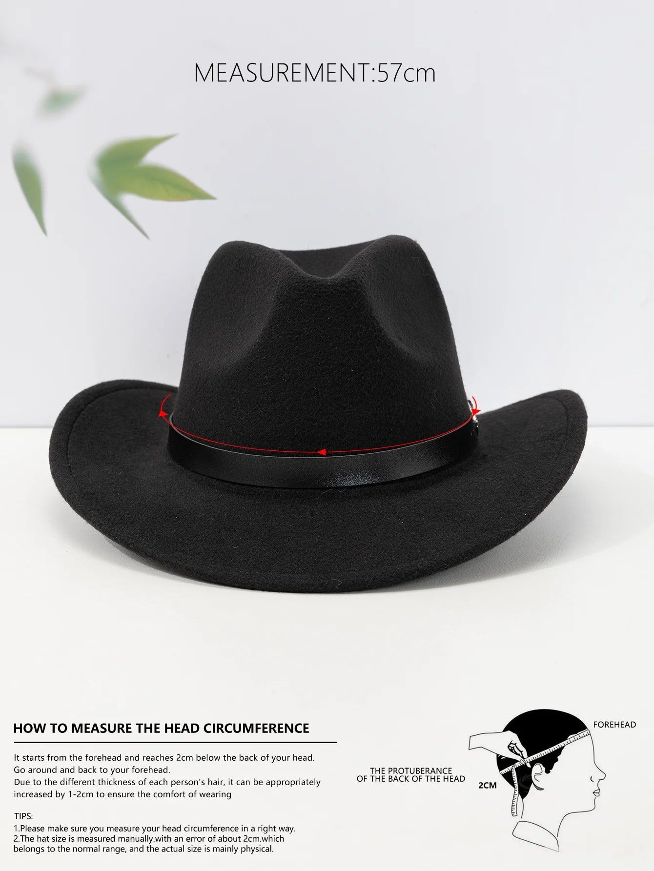 Chapeau de Cowboy Occidental en Feutre avec Ceinture Bouclée,