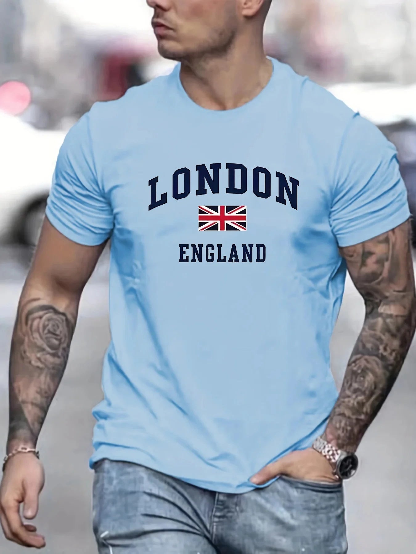T-shirt à Manches Courtes et Col Rond pour Homme, Haut Décontracté en Coton Pur,