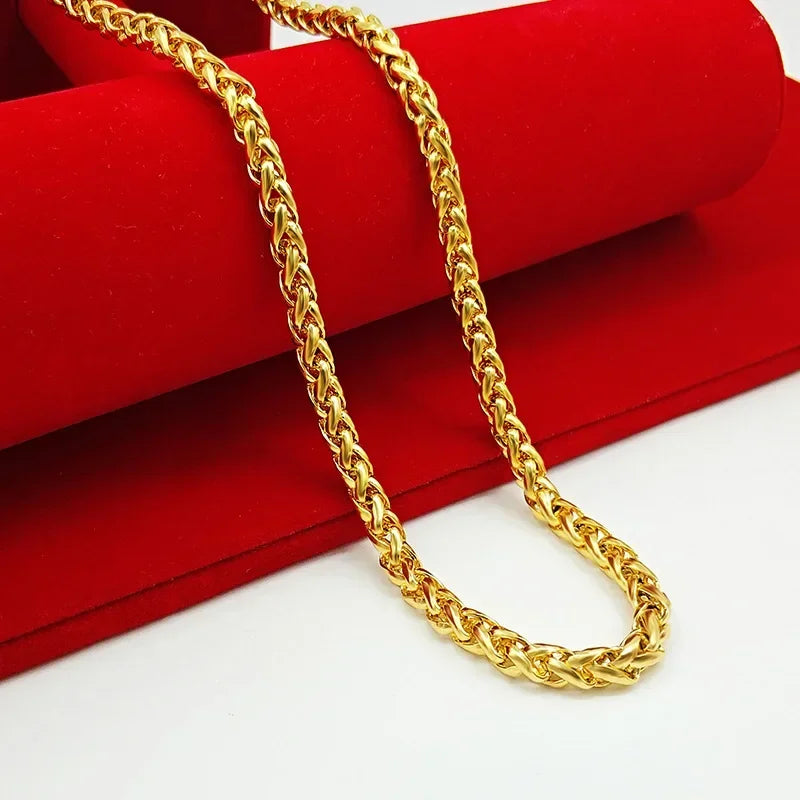Collier en or 18 carats pour homme et femme, bijoux chaîne creuse AU750, chaîne en os de serpent avec certificat