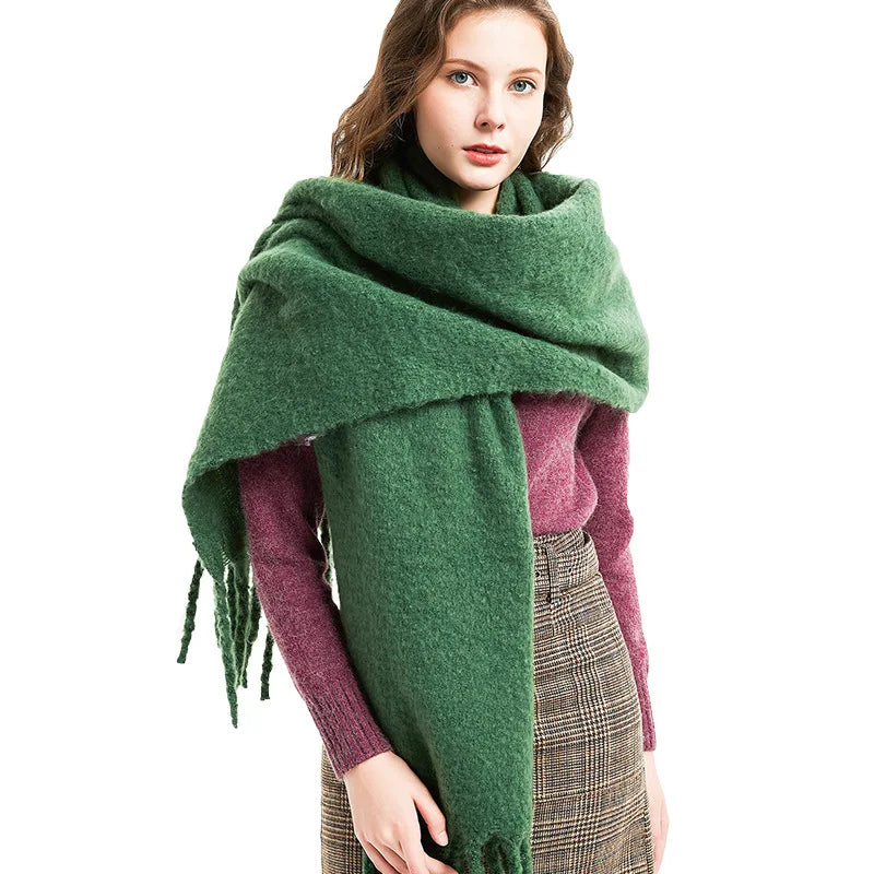a-écharpe d'hiver, chaud, couleur unie, couverture longue -a