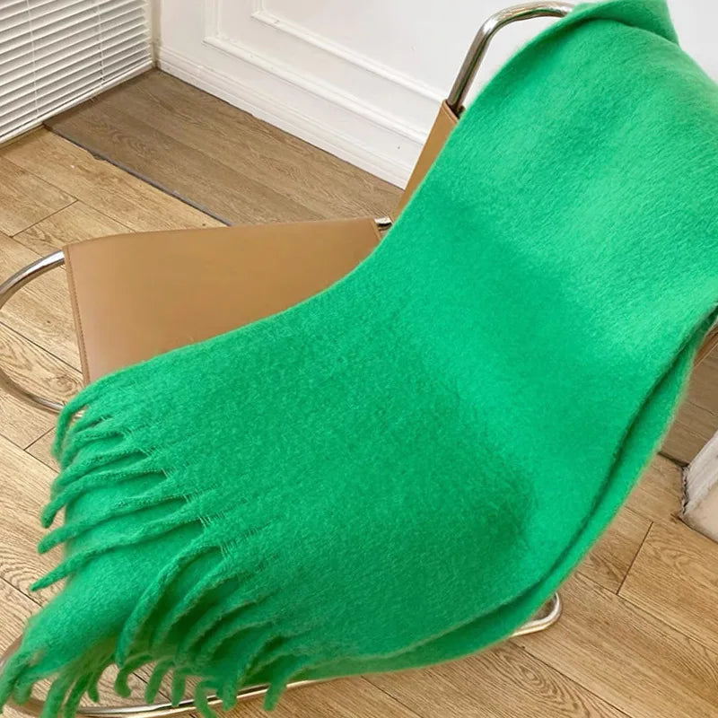 a-écharpe d'hiver, chaud, couleur unie, couverture longue -a