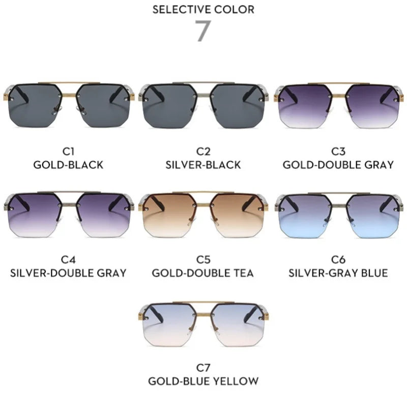 a-lunettes de soleil rétro carrées pour homme et femme, monture métallique de luxe, tendance, UV400,
