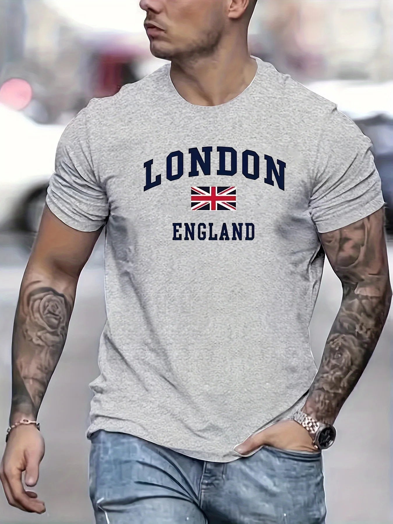 T-shirt à Manches Courtes et Col Rond pour Homme, Haut Décontracté en Coton Pur,