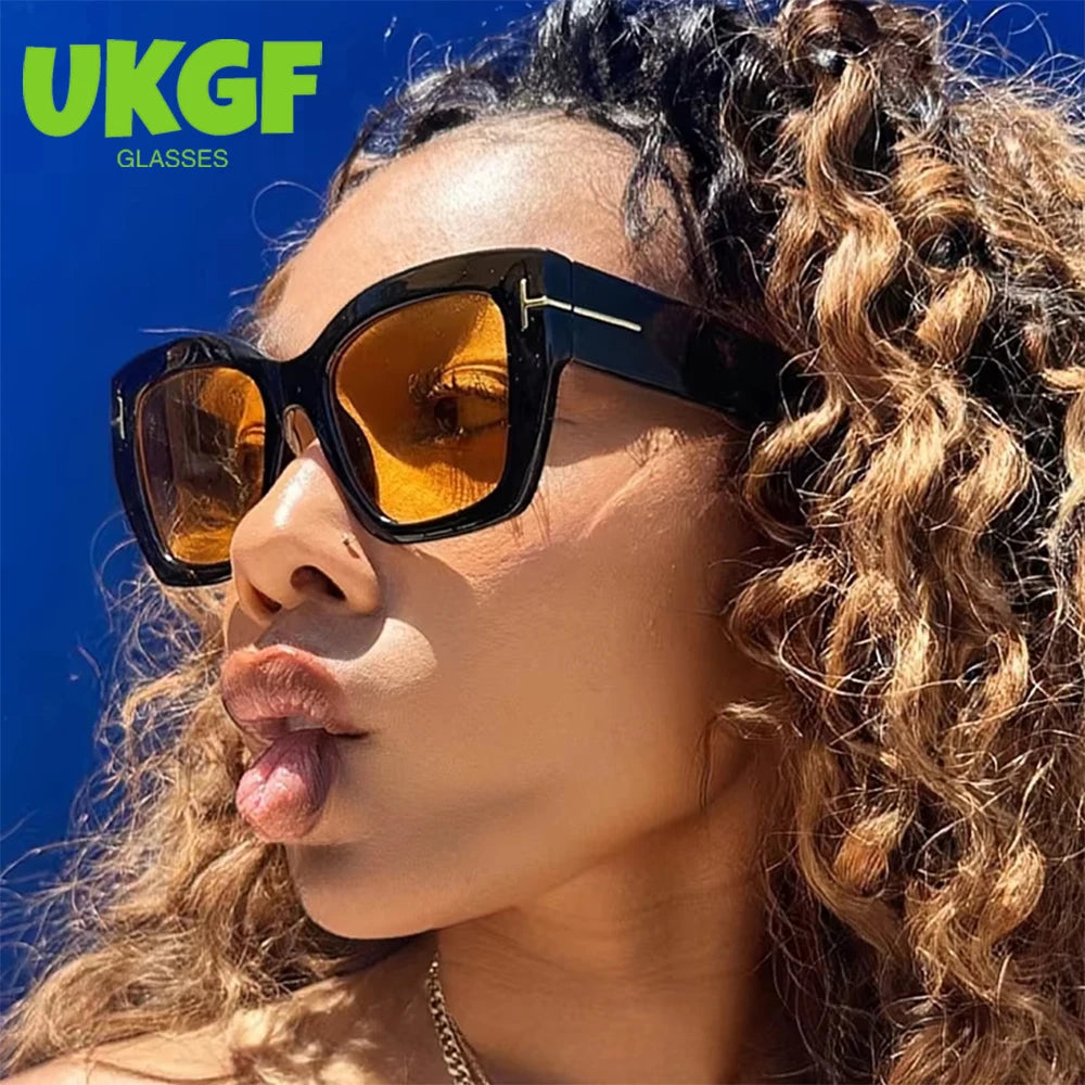 a-lunettes de soleil de Luxe pour femme, oeil De Chat, Carrées, rétro, moderne, UV400