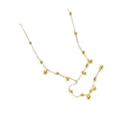 Collier en or véritable 24 carats avec pompon, chaîne de clavicule pour petite amie, tempérament et haut de gamm