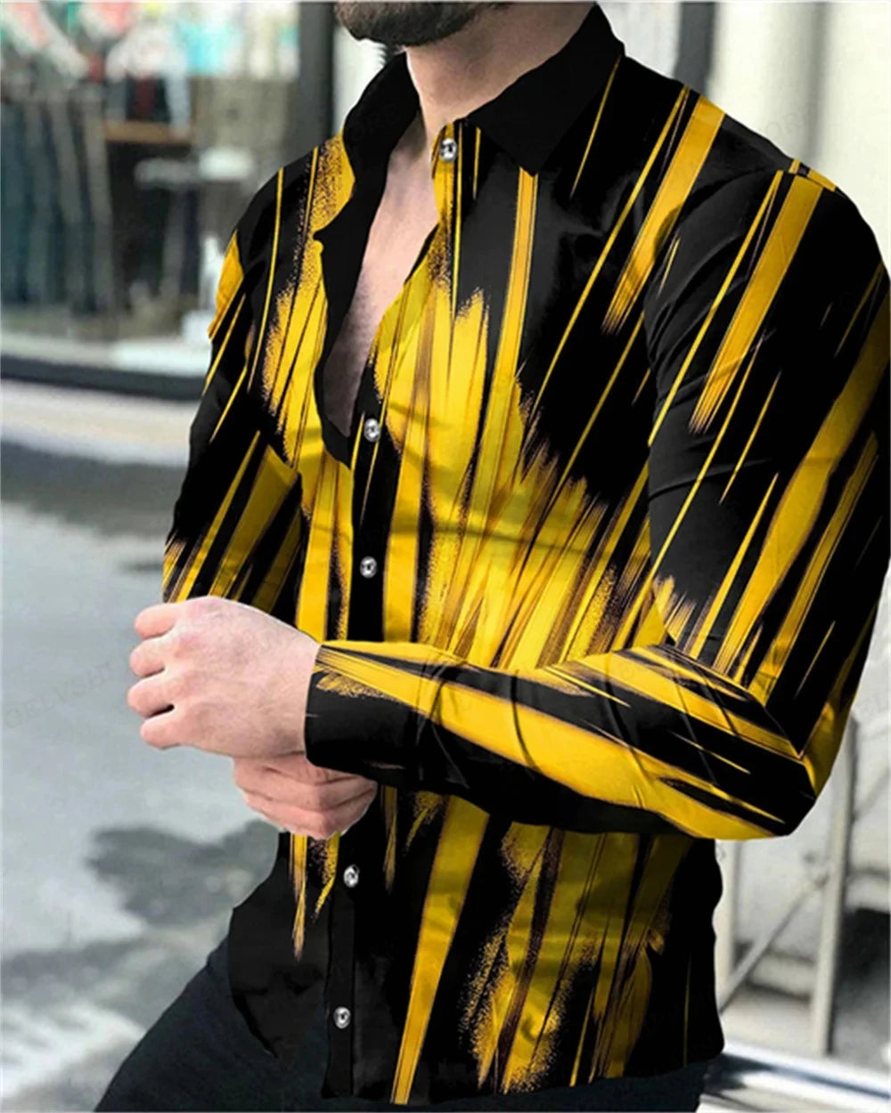 chemise hawaïenne à manches longues pour homme, chemise décontractée, à la mode,