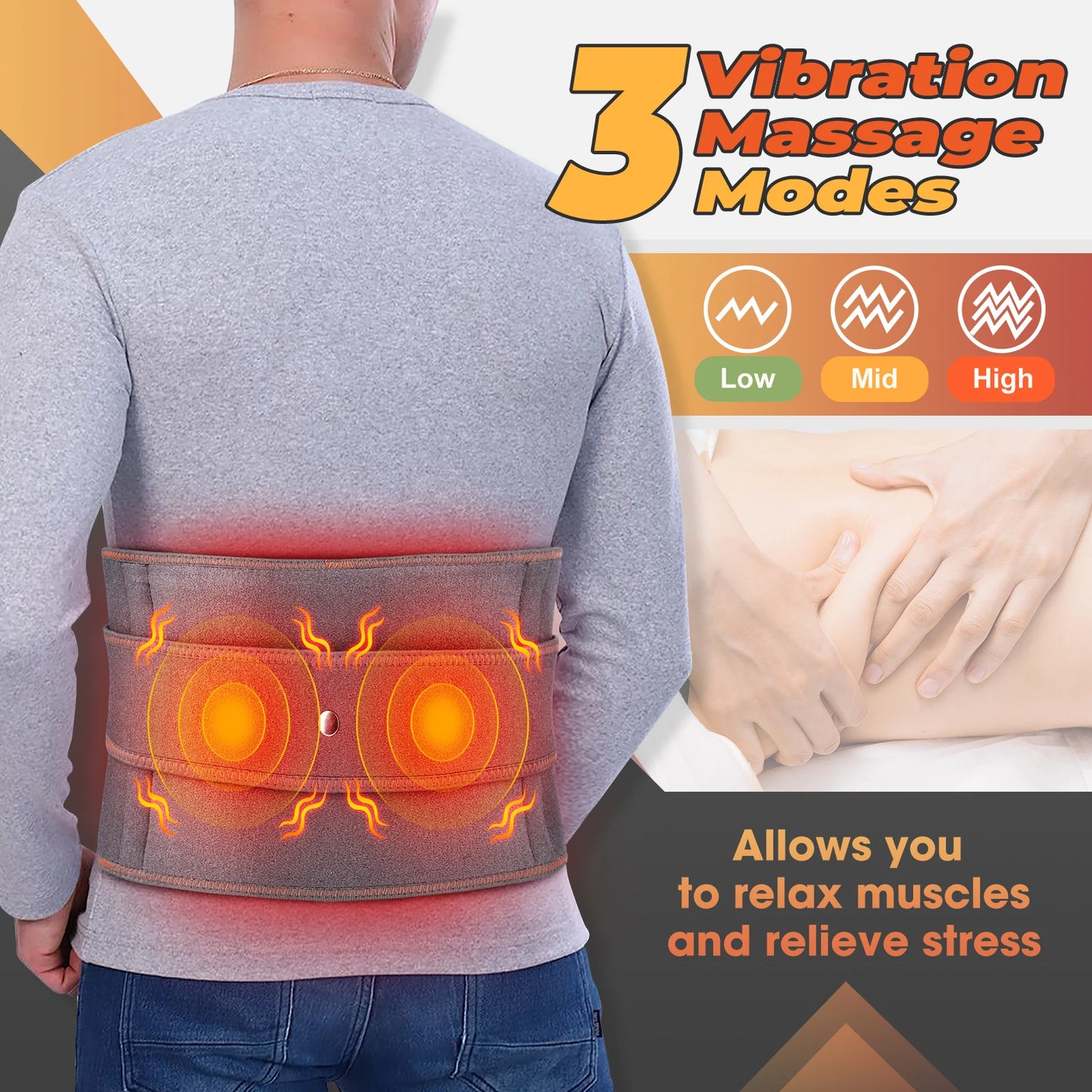 Ceinture de massage chauffante à la lumière rouge, compresse chaude sans fil, vibration du do