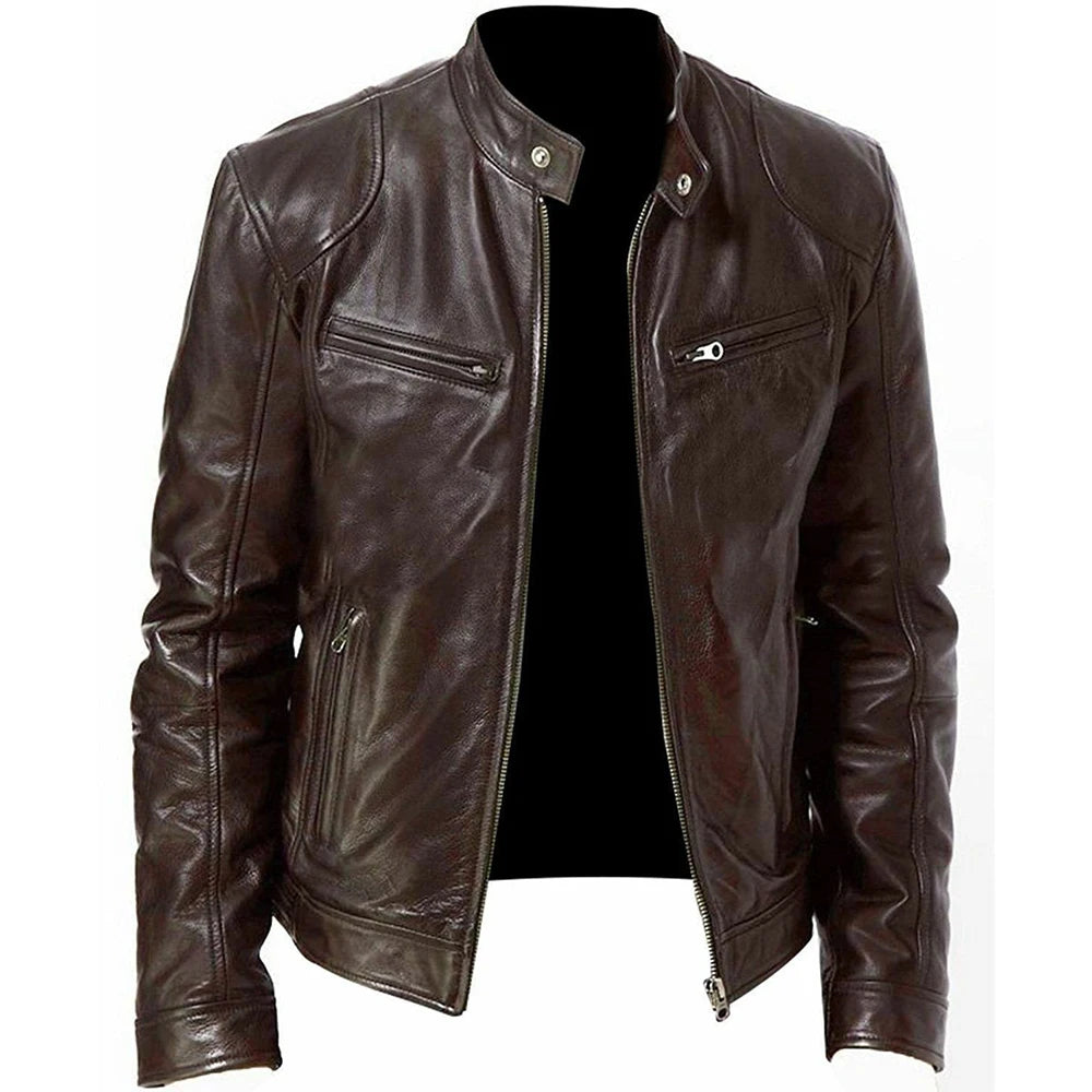 veste de moto en cuir PU pour homme et femme