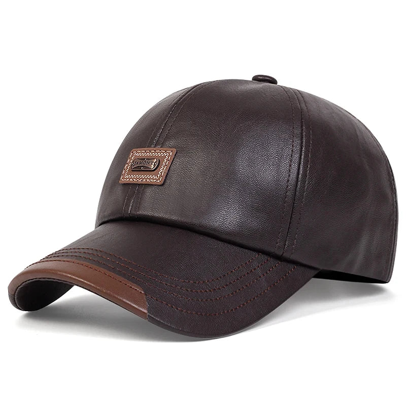 casquette de baseball en cuir Pu avec étiquette de lettre, unisexe, casquette décontractée, réglable, pour l'extérieur, casquette de protection solaire,