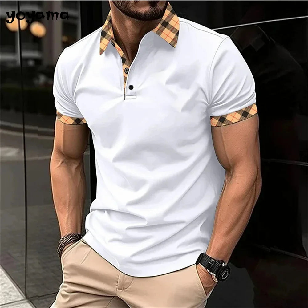 polo à manches courtes, imprimé 3D pour homme, monochrome, vêtement décontracté,  simple,