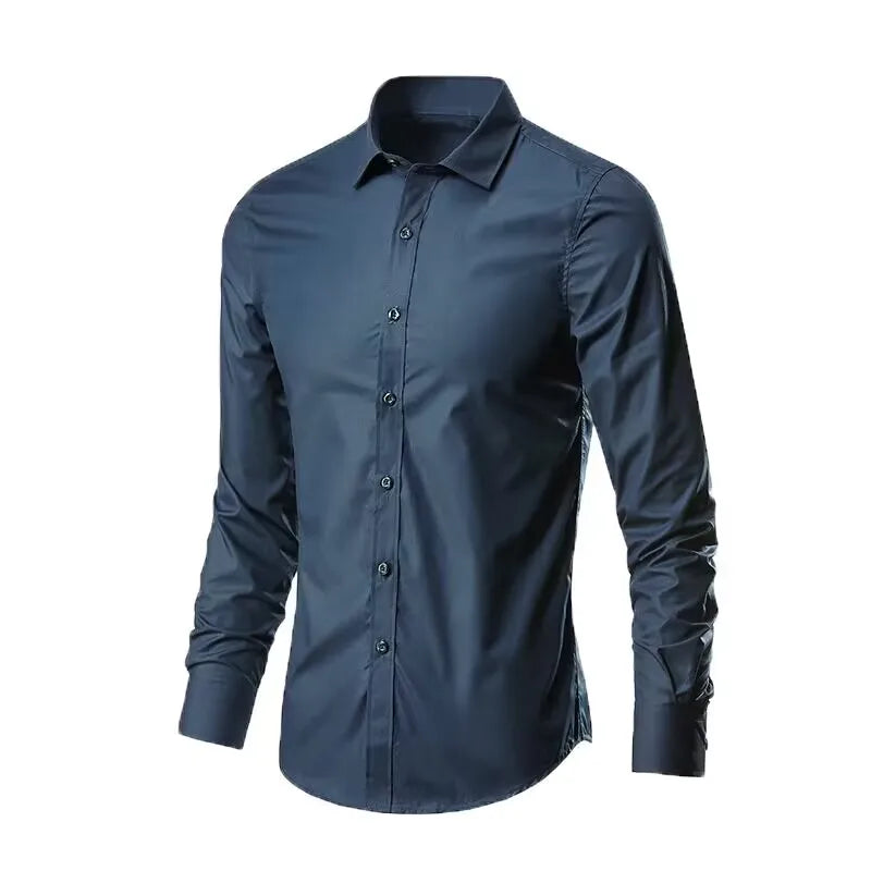 Chemise élastique, slim,  à manches longues pour homme, confortable, respirant, affaires, mode,
