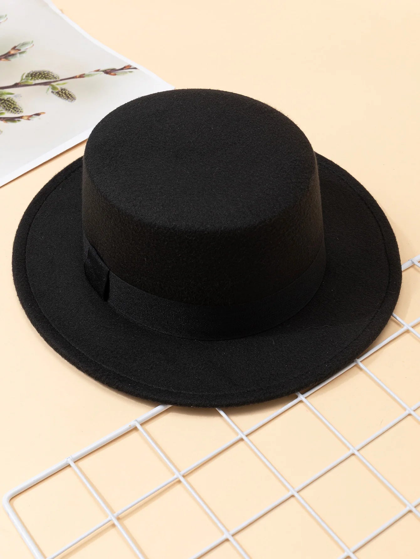 Chapeau haut de forme en laine pour femme, noir, vintage, style anglais,