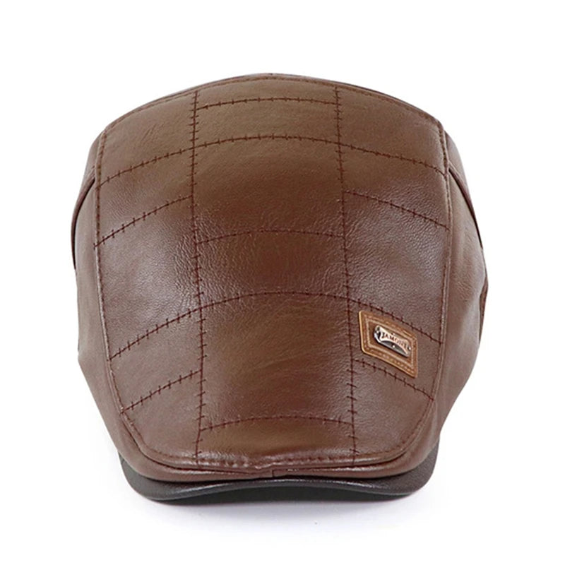 béret homme en cuir véritable, casquette plate, mâle,  réglable,  de haute qualité
