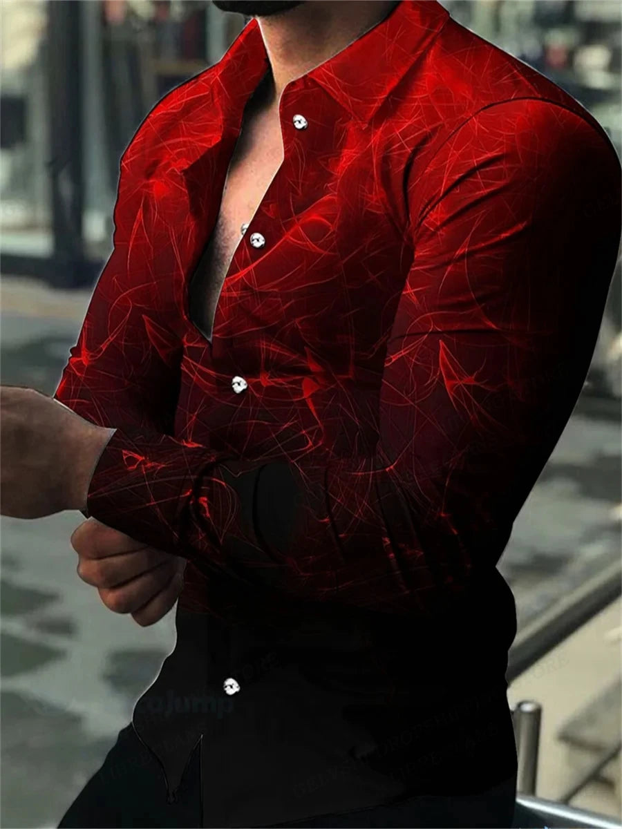 chemise hawaïenne à manches longues pour homme, chemise décontractée, à la mode,