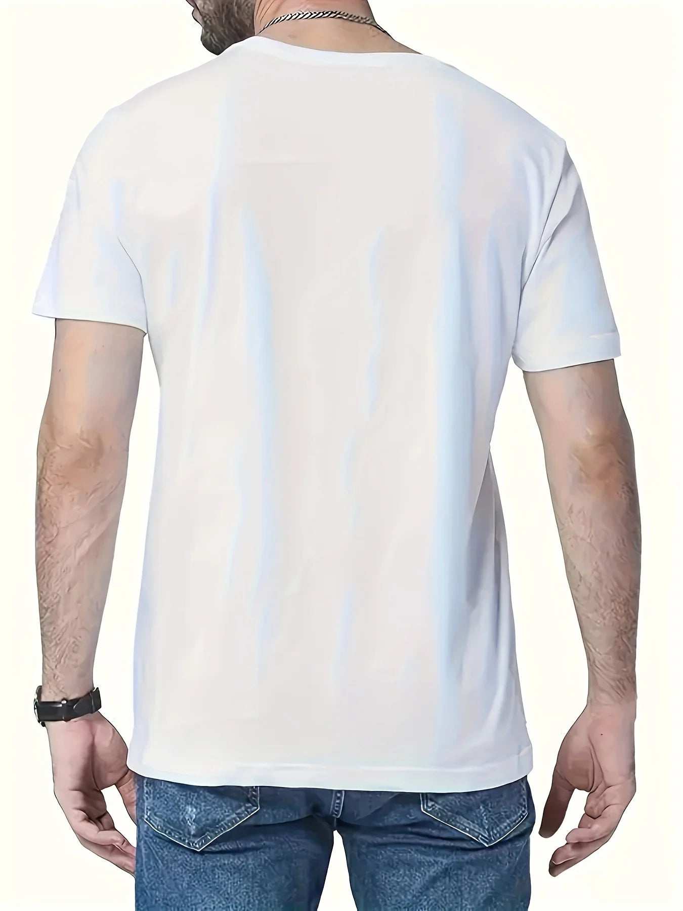T-shirt à Manches Courtes et Col Rond pour Homme, Haut Décontracté en Coton Pur,