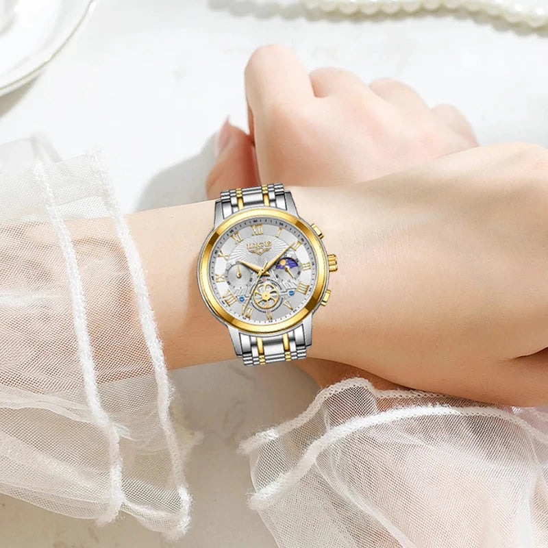 montre-bracelet étanche en acier pour femme