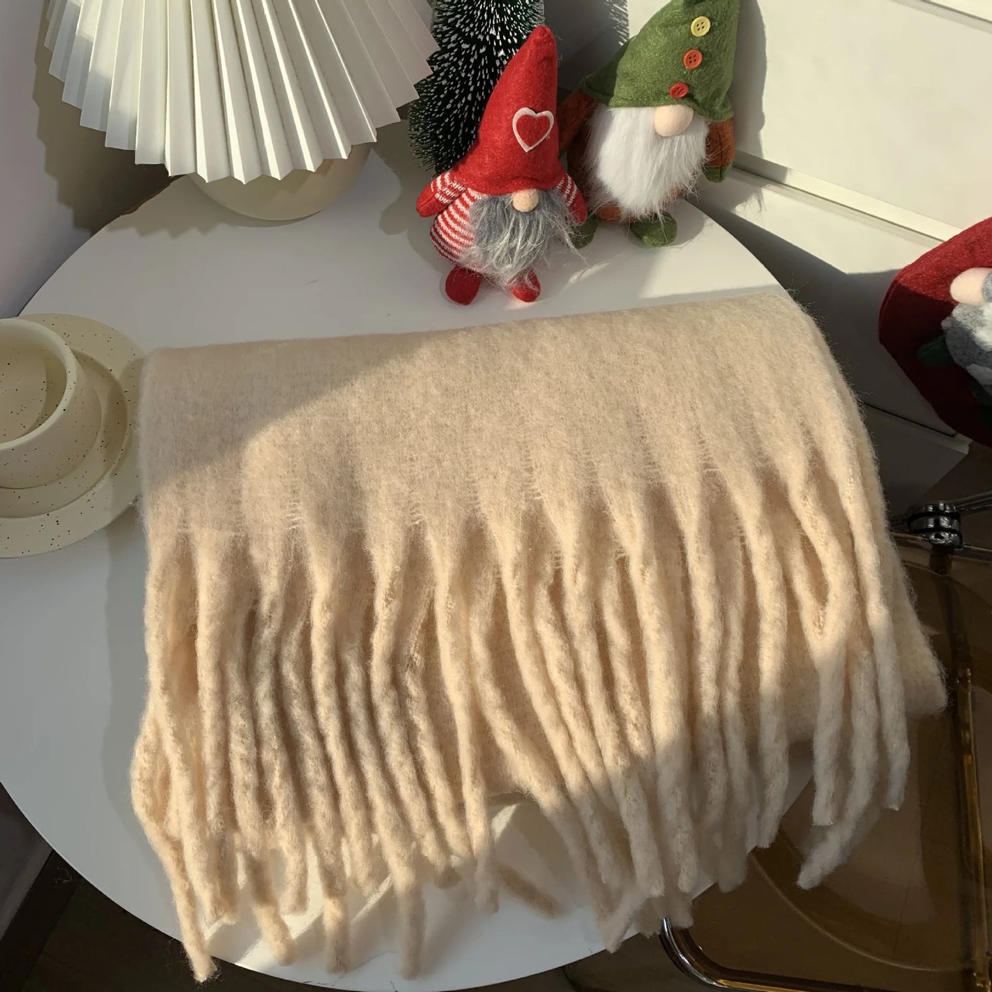a-écharpe d'hiver, chaud, couleur unie, couverture longue -a