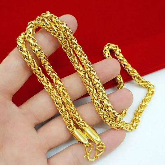 Collier en or 18 carats pour homme et femme, bijoux chaîne creuse AU750, chaîne en os de serpent avec certificat