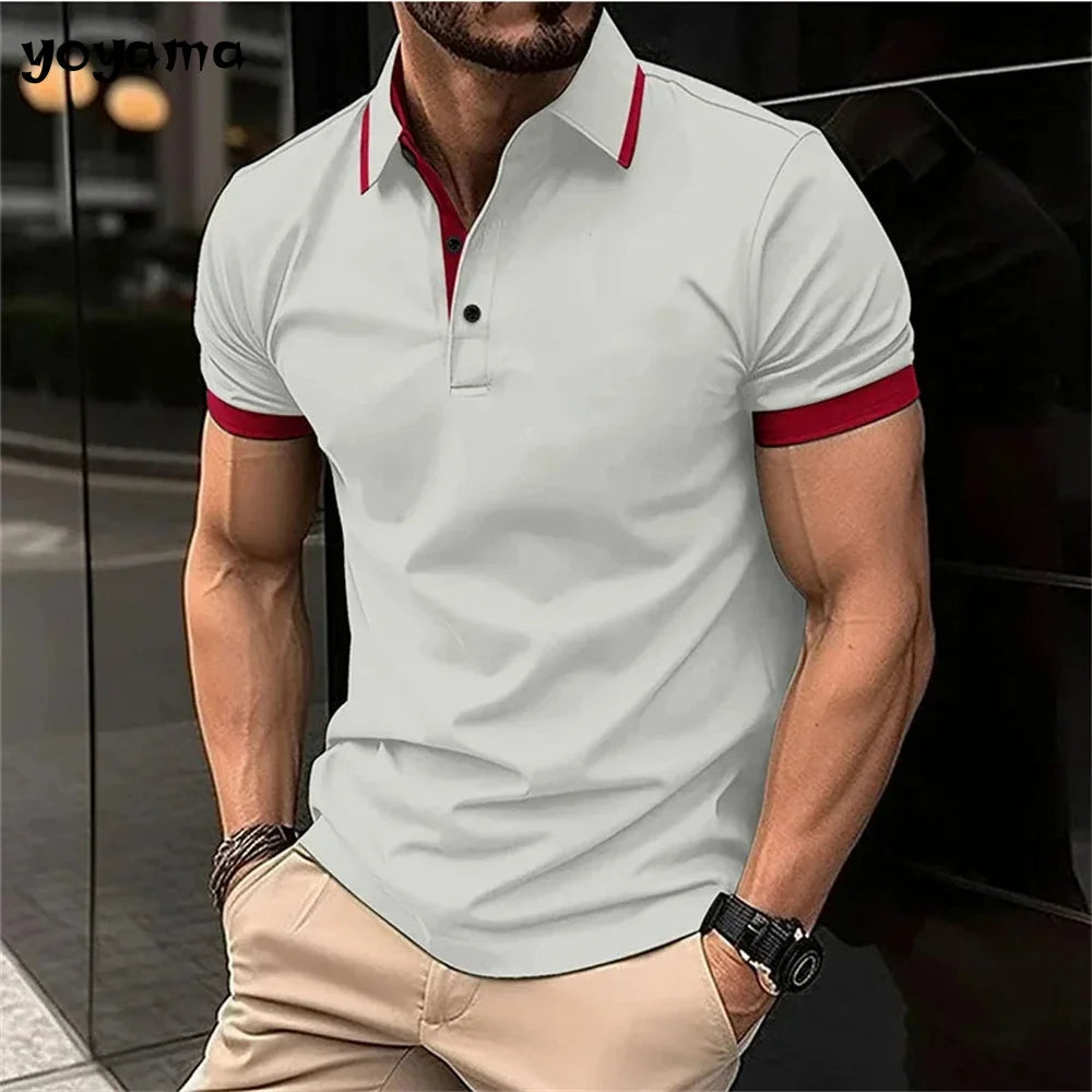 polo à manches courtes, imprimé 3D pour homme, monochrome, vêtement décontracté,  simple,