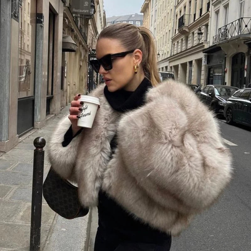 veste en fausse fourrure pour femme