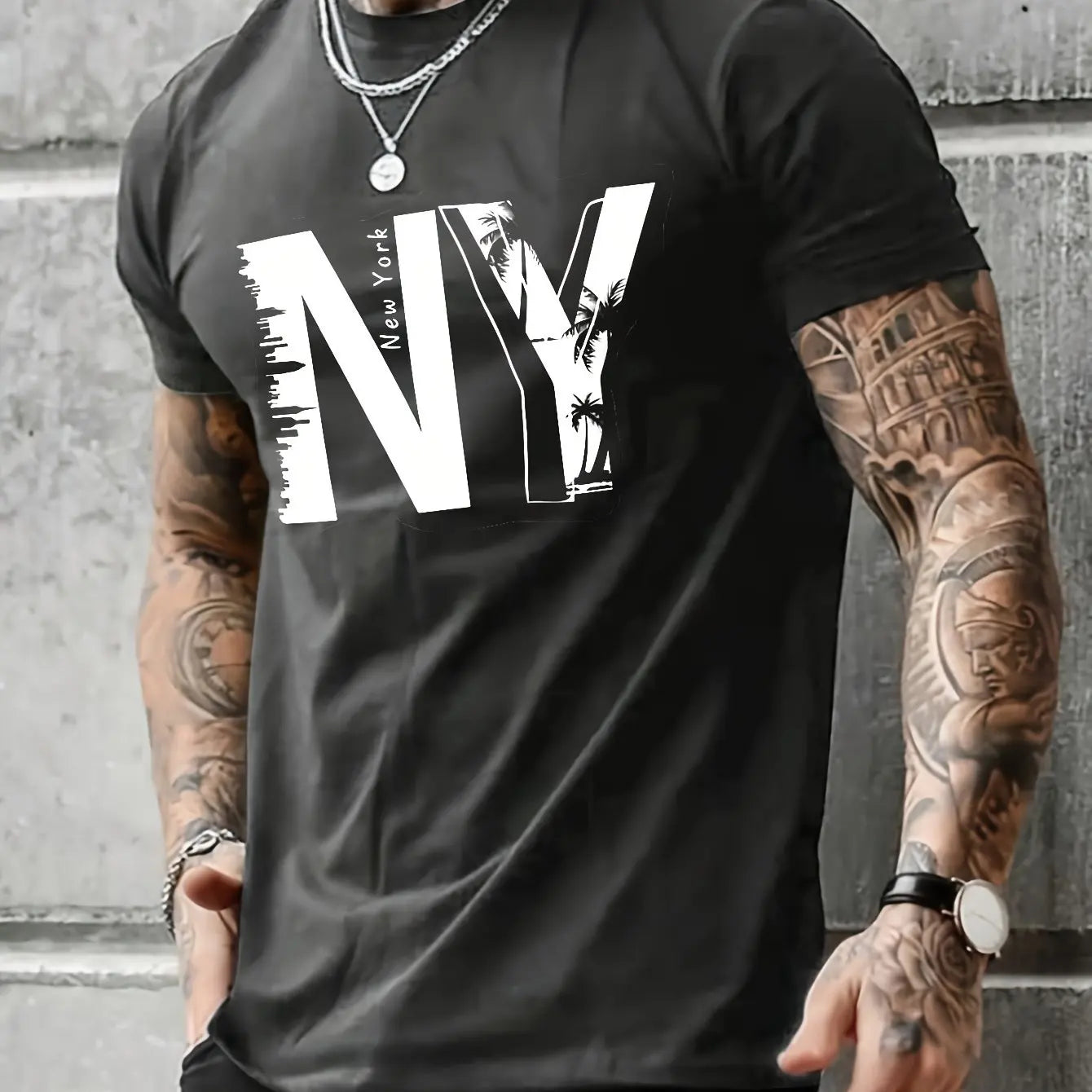 T-shirt à Manches Courtes et Col Rond pour Homme, Vêtement Décontracté, Ample, en Coton Pur,