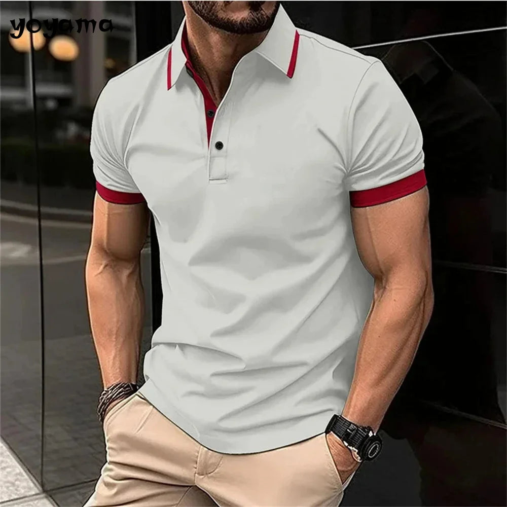 polo à manches courtes, imprimé 3D pour homme, monochrome, vêtement décontracté,  simple,