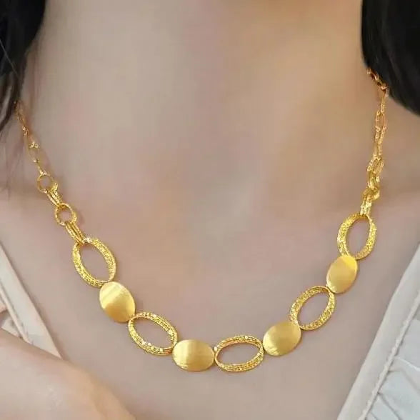 or véritable 24 carats, artisanat brossé, collier narimbriqué, bracelet en or,