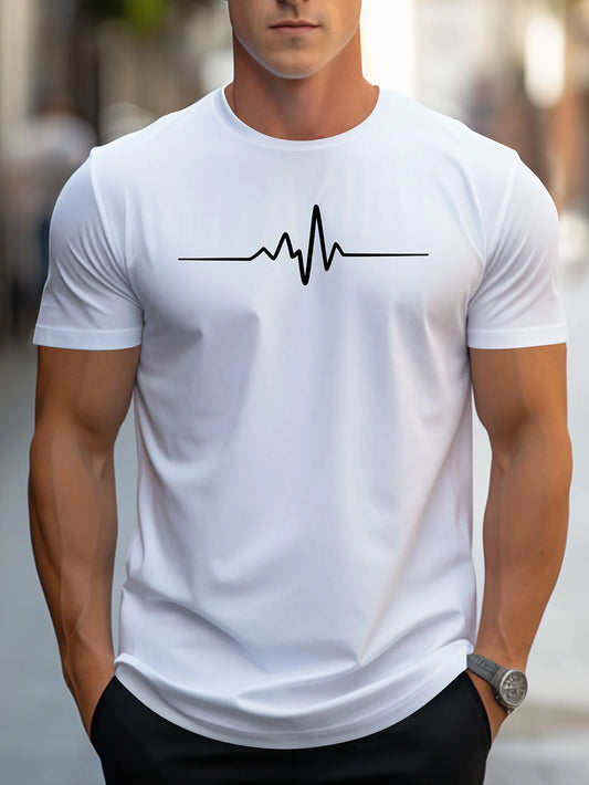 T-shirt manches courtes, col rond, homme, 100% coton, taille ample, motif créatif imprimé, coupe cintrée, sport, décontracté,