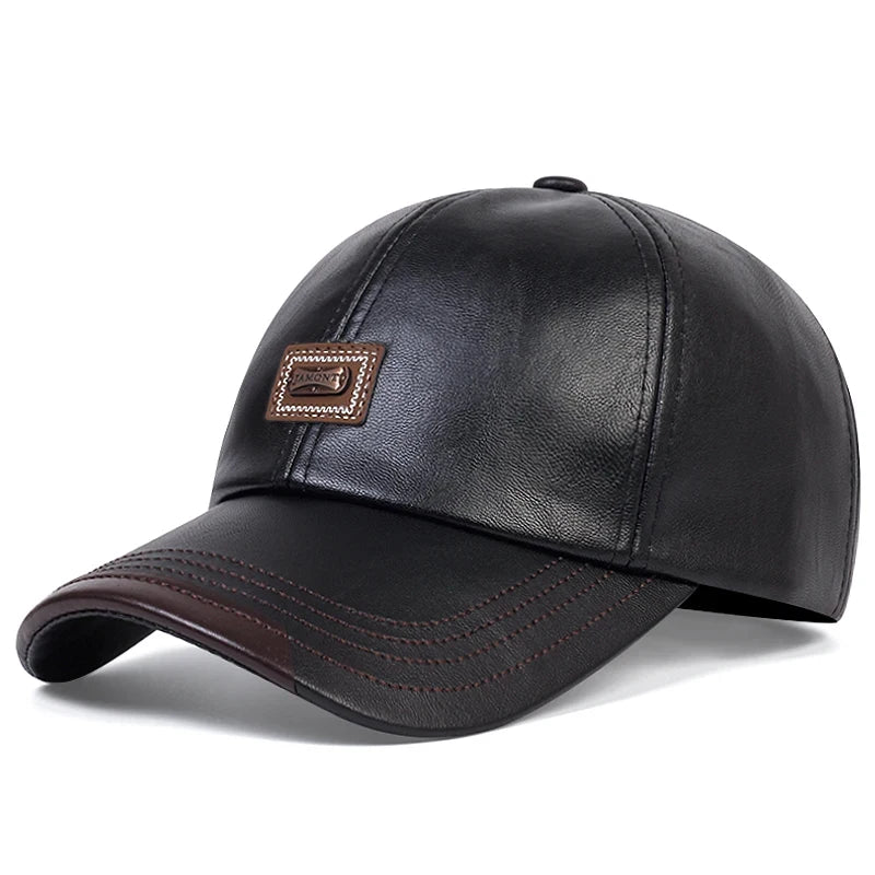 casquette de baseball en cuir Pu avec étiquette de lettre, unisexe, casquette décontractée, réglable, pour l'extérieur, casquette de protection solaire,