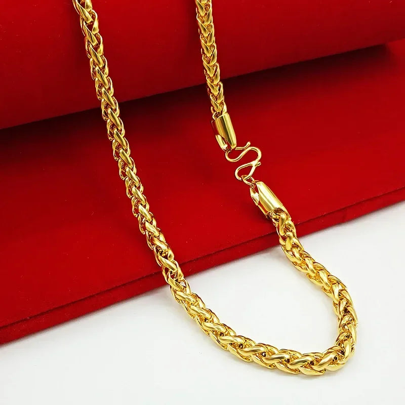 Collier en or 18 carats pour homme et femme, bijoux chaîne creuse AU750, chaîne en os de serpent avec certificat