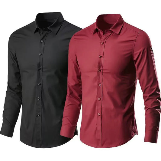 Chemise élastique, slim,  à manches longues pour homme, confortable, respirant, affaires, mode,