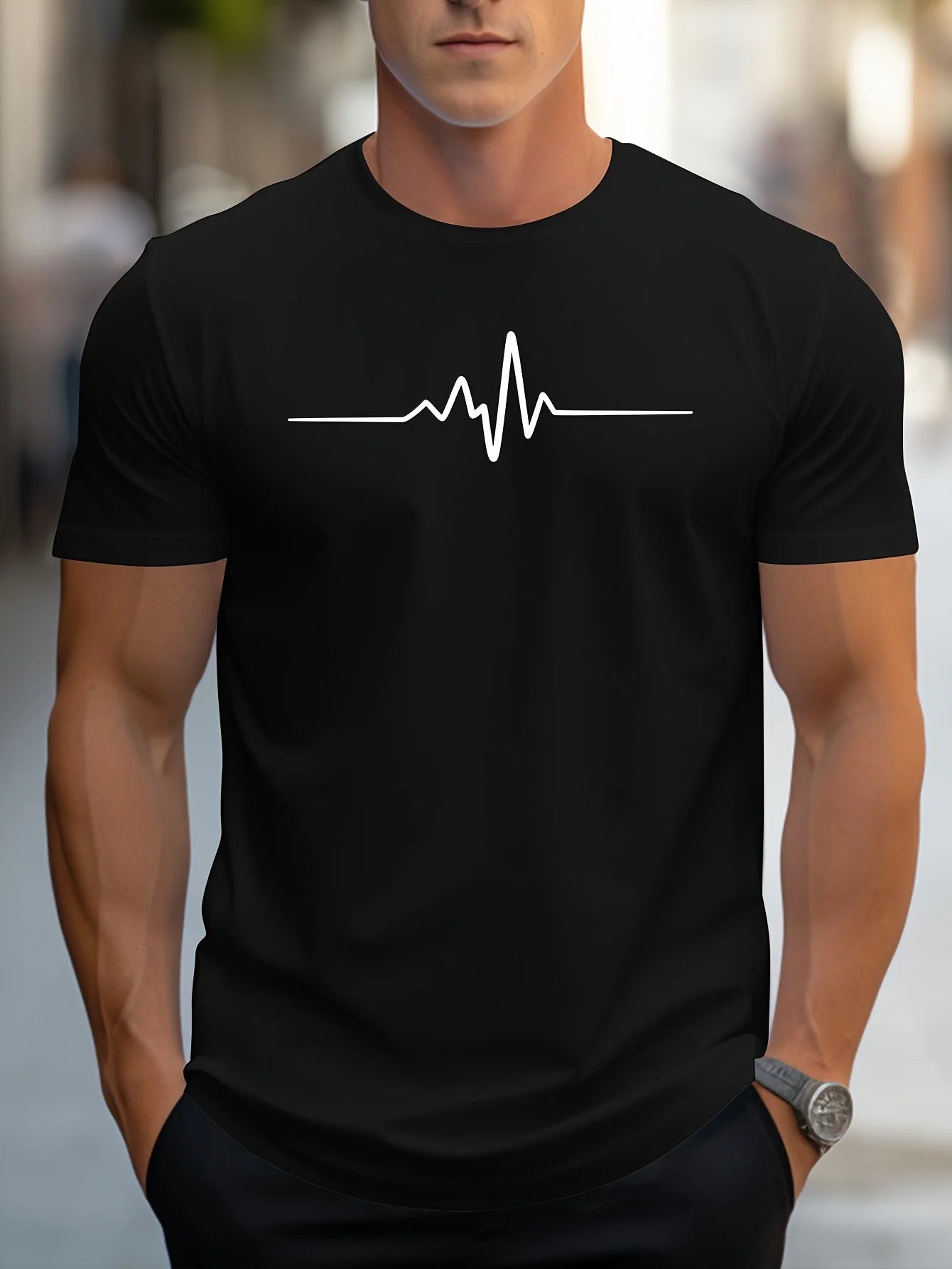 T-shirt manches courtes, col rond, homme, 100% coton, taille ample, motif créatif imprimé, coupe cintrée, sport, décontracté,