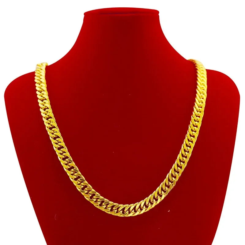 collier en or 18 carats pour homme et femme, chaîne plate, simple et élégante, longueur dominatrice, 60 cm,