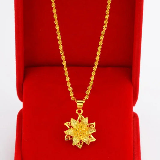 Collier pendentif lys en or 18 carats pour femme, bijoux de cou,