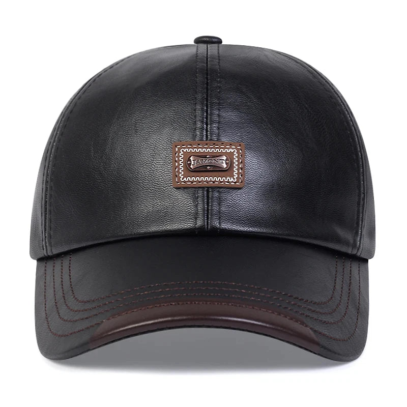 casquette de baseball en cuir Pu avec étiquette de lettre, unisexe, casquette décontractée, réglable, pour l'extérieur, casquette de protection solaire,