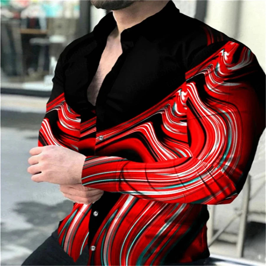 chemise hawaïenne à manches longues pour homme, chemise décontractée, à la mode,