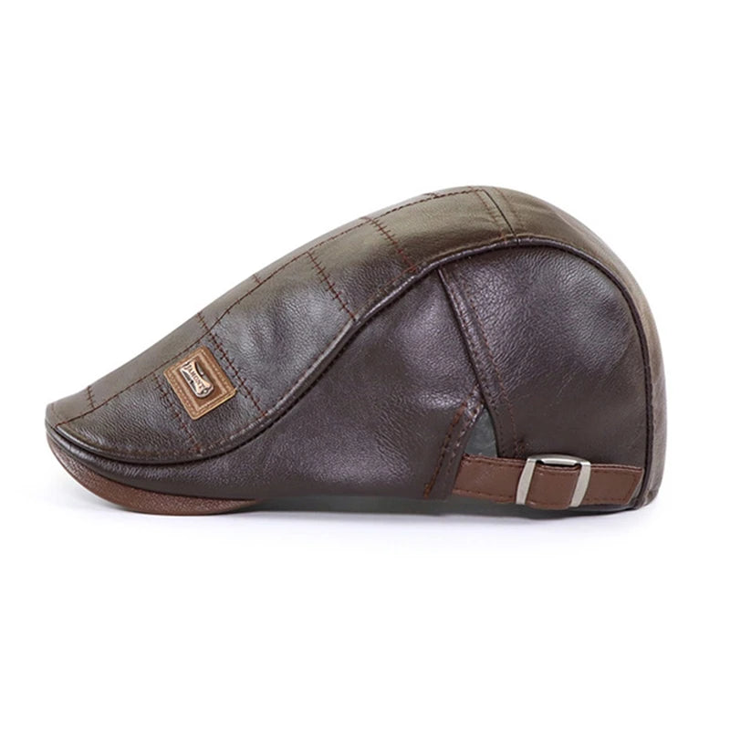 béret homme en cuir véritable, casquette plate, mâle,  réglable,  de haute qualité