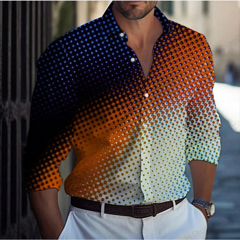 chemise pour homme d'affaires, chemises de bureau à manches longues, chemise hawaïenne homme, mode décontracté, boutonné, rayé,