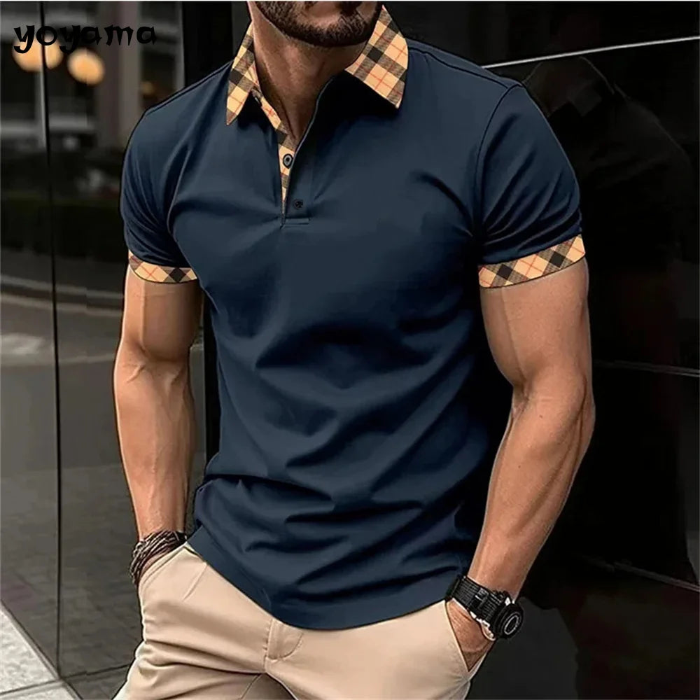 polo à manches courtes, imprimé 3D pour homme, monochrome, vêtement décontracté,  simple,