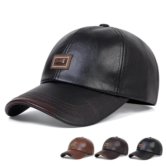casquette de baseball en cuir Pu avec étiquette de lettre, unisexe, casquette décontractée, réglable, pour l'extérieur, casquette de protection solaire,