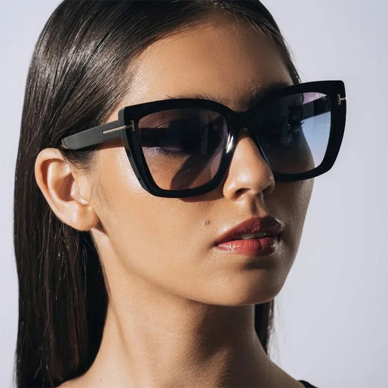 a-lunettes de soleil de Luxe pour femme, oeil De Chat, Carrées, rétro, moderne, UV400