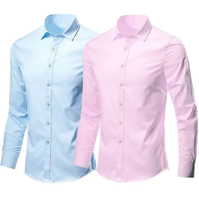 Chemise élastique, slim,  à manches longues pour homme, confortable, respirant, affaires, mode,