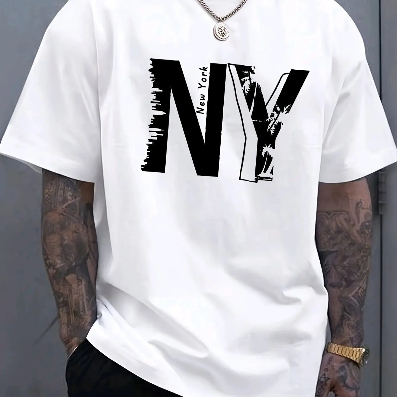 T-shirt à Manches Courtes et Col Rond pour Homme, Vêtement Décontracté, Ample, en Coton Pur,