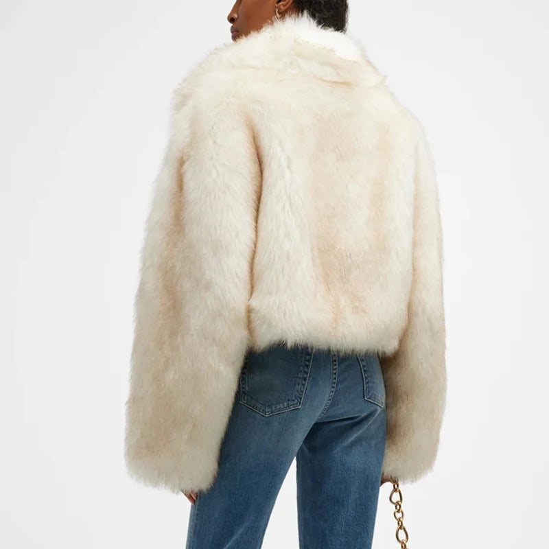 veste en fausse fourrure de renard pour femme